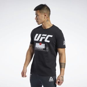 Reebok UFC FG Fight Week T Shirt Herren - Schwarz - DE 891-RQY